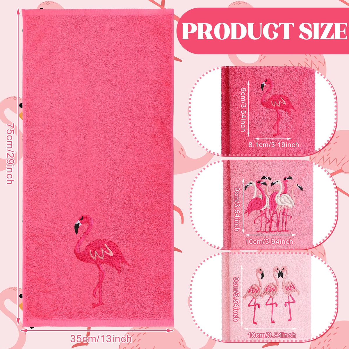 Hahafelt three-pack pink flamingo hand towels soft cotton for daily use