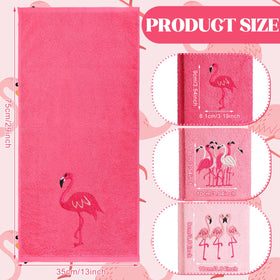 Hahafelt three-pack pink flamingo hand towels soft cotton for daily use
