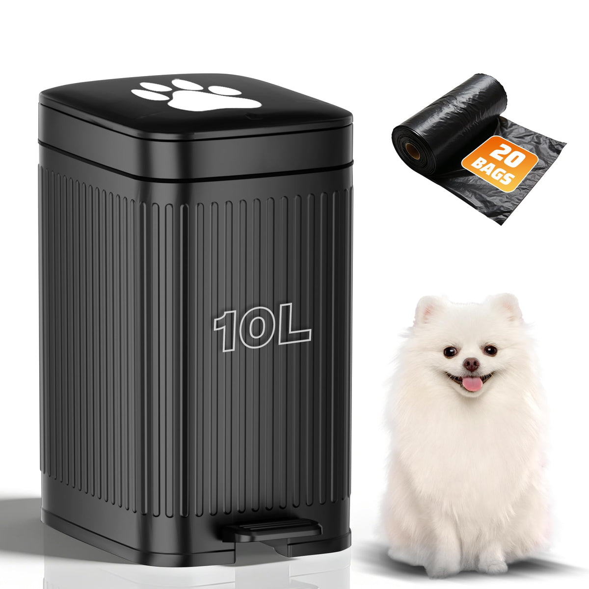 Hahhomei outdoor dog poop trash can with 2.7 gal capacity and secure lid for outdoors.