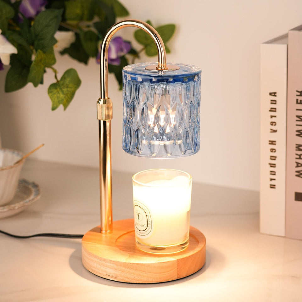 HAIDOLIANG Candle Warmer Lamp with glass shade for smoke-free ambiance and fragrance