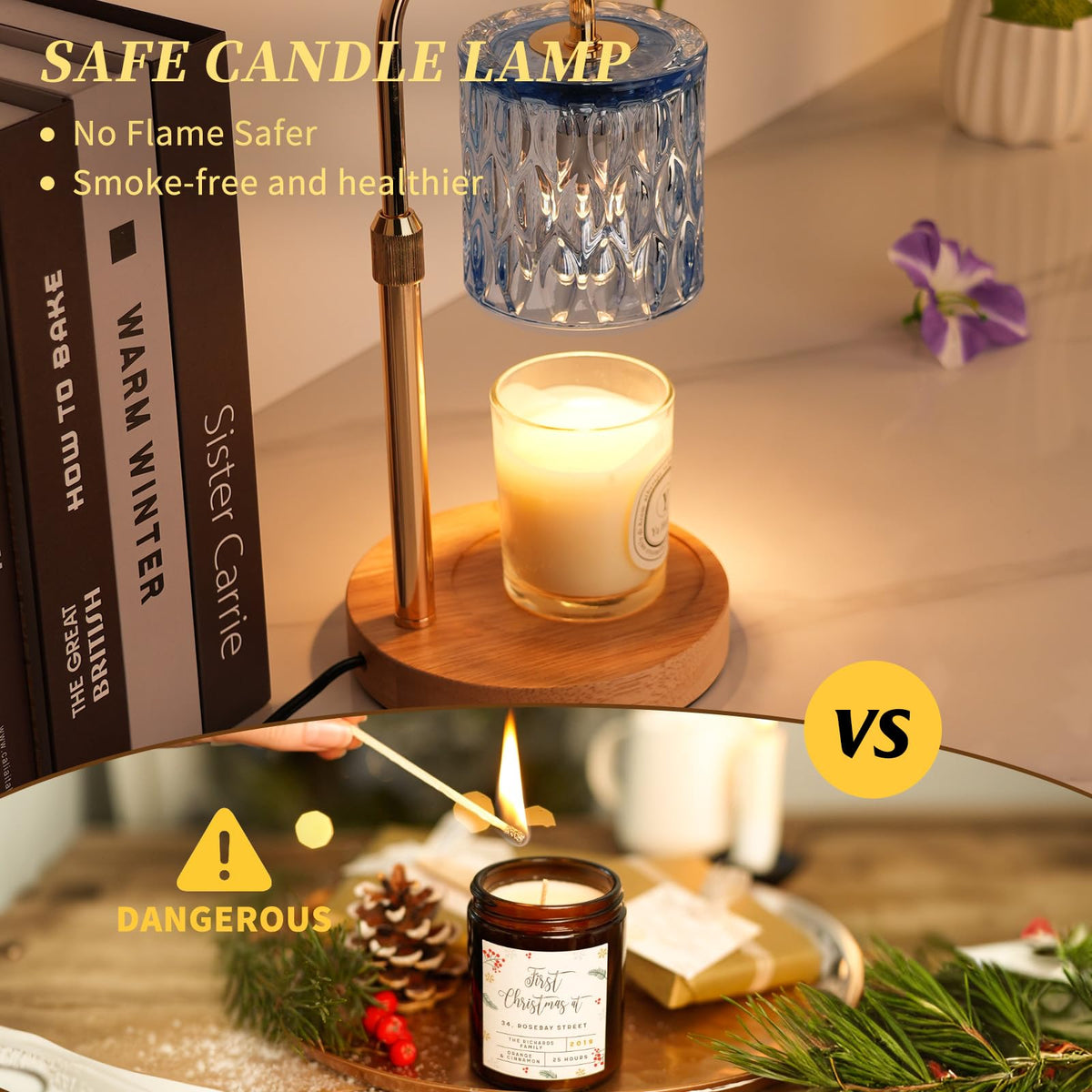HAIDOLIANG Candle Warmer Lamp using two bulbs for even heat and steady melting