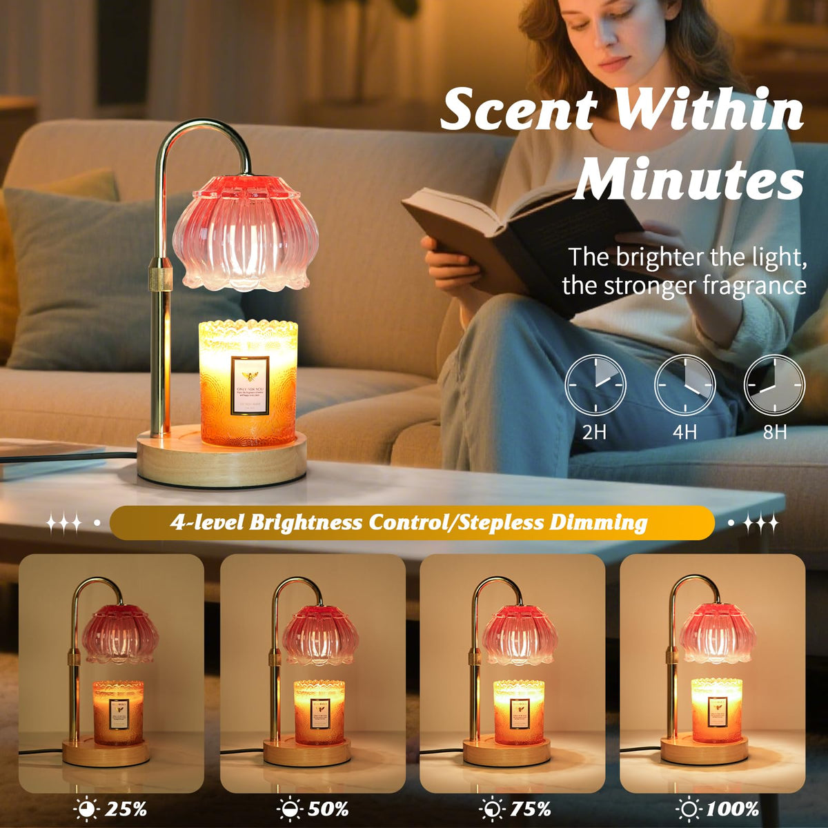HAIDOLIANG Candle Warmer Lamp timer function for auto-off safety