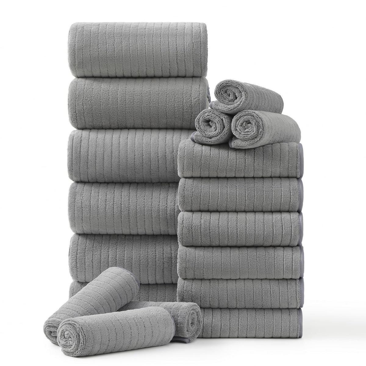 Hailea 18-piece bath towel set shown together for a spa-like home bathroom