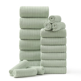Hailea 18-piece bath towel set in a bathroom, showcasing spa-like luxury at home.