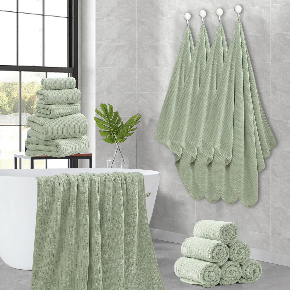 Hailea towels shown in dorm, hotel, and spa settings for versatile use.
