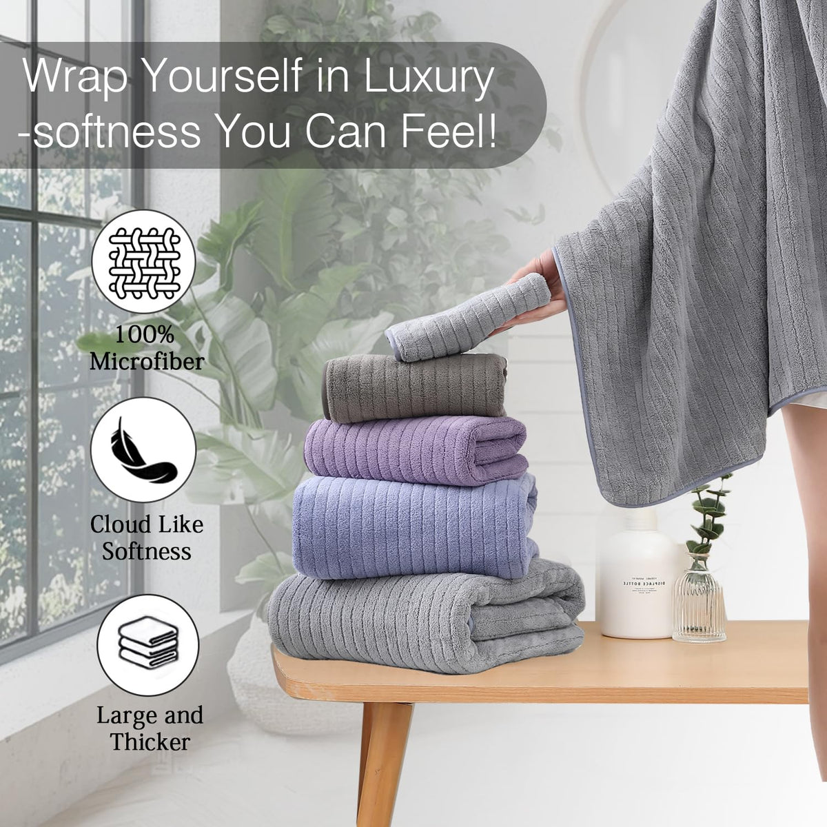 Hailea family-use towels ideal for kids and guests in a bathroom