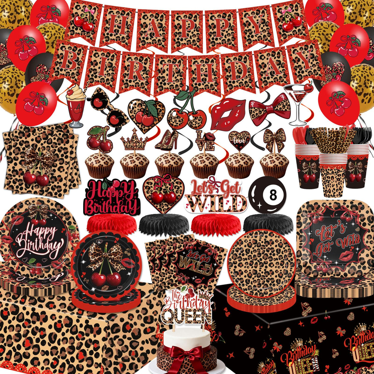 Haimimall banner with cheetah-cherry motif creates a bold leopard-inspired entrance