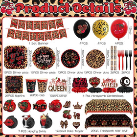 Haimimall dinner plates in cheetah-cherry design for vibrant party dining