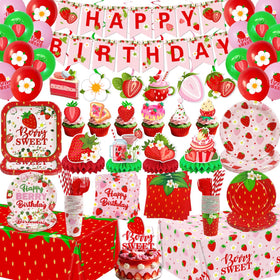 Haimimall strawberry banner for bright birthday decor and photo-worthy moments