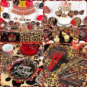 Haimimall tablecloths with cheetah-cherry print protects surfaces and elevates decor