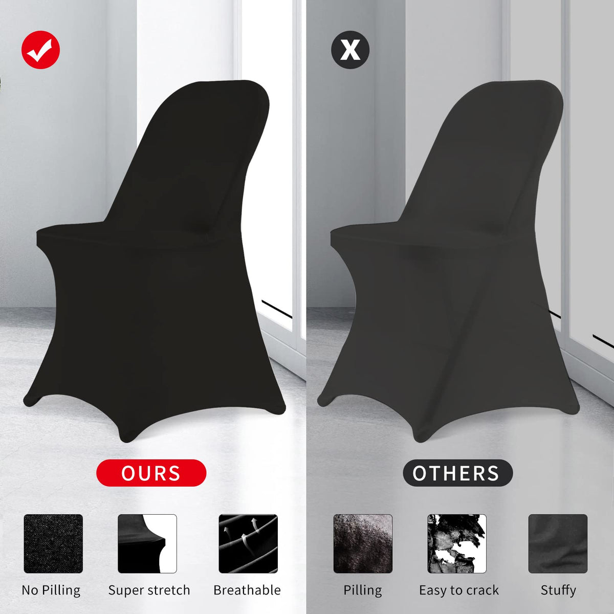 HAINARverS four-corner elastic bands keep the chair cover in place.