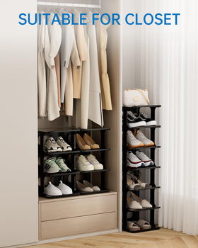 HAIXIN two 4-tier shelves layout showing flexible storage options.