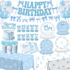 HAKOTI blue bow birthday banner enhances the party theme