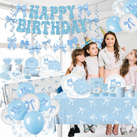 HAKOTI blue bow dinner plates create coordinated table setting