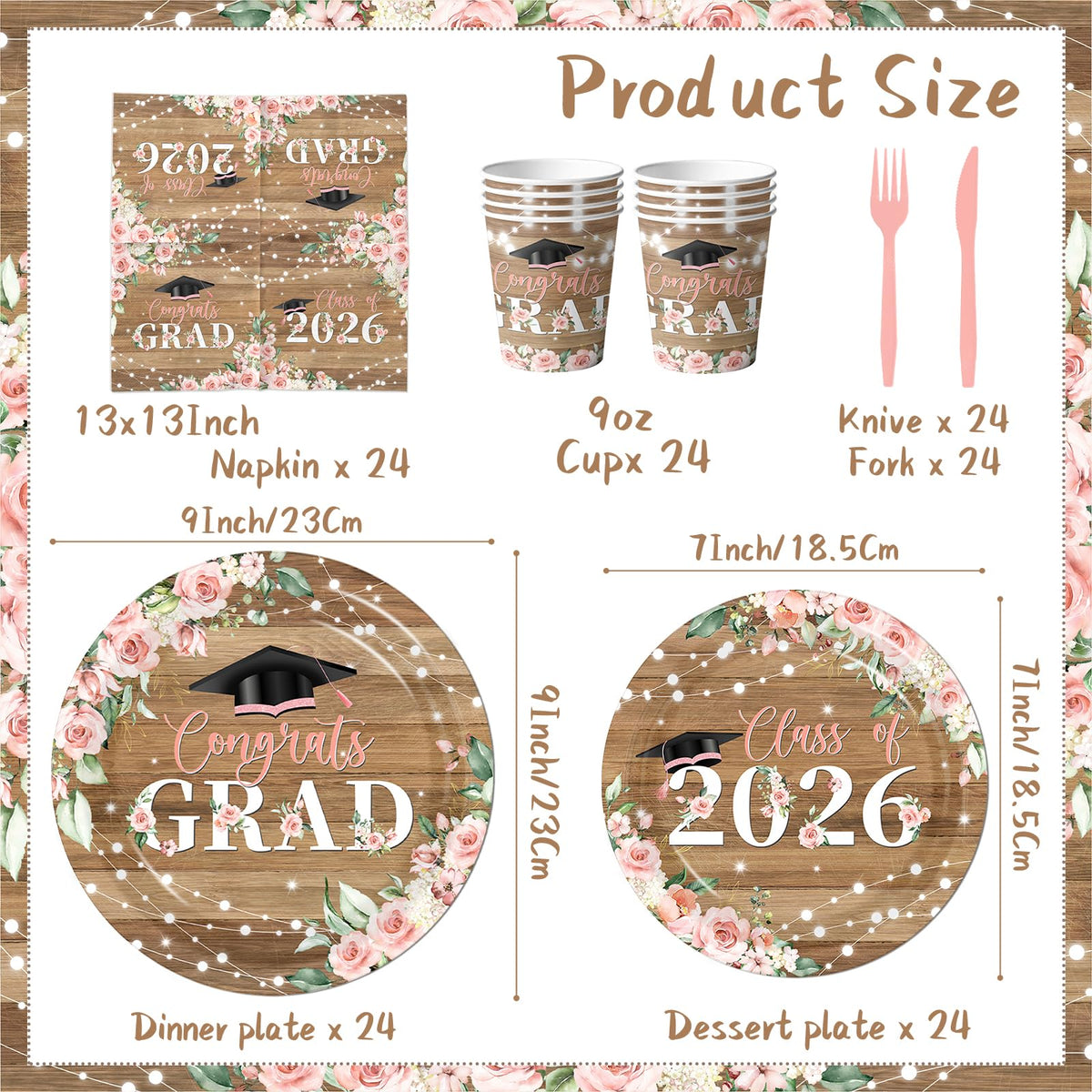 HAKOTI Class of 2026 graduation hats with Congrats Grad decorations to elevate decor