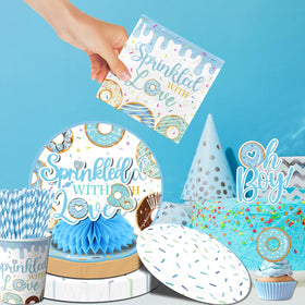 HAKOTI donut-pattern napkins and utensils simplify stylish cleanup.