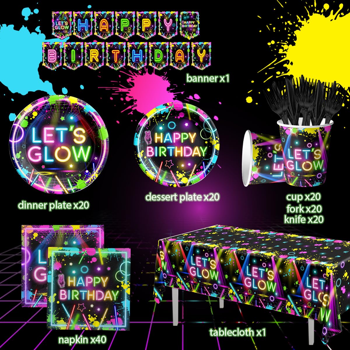 Hakoti neon plates 9 inch elevate meals with bold color at parties.