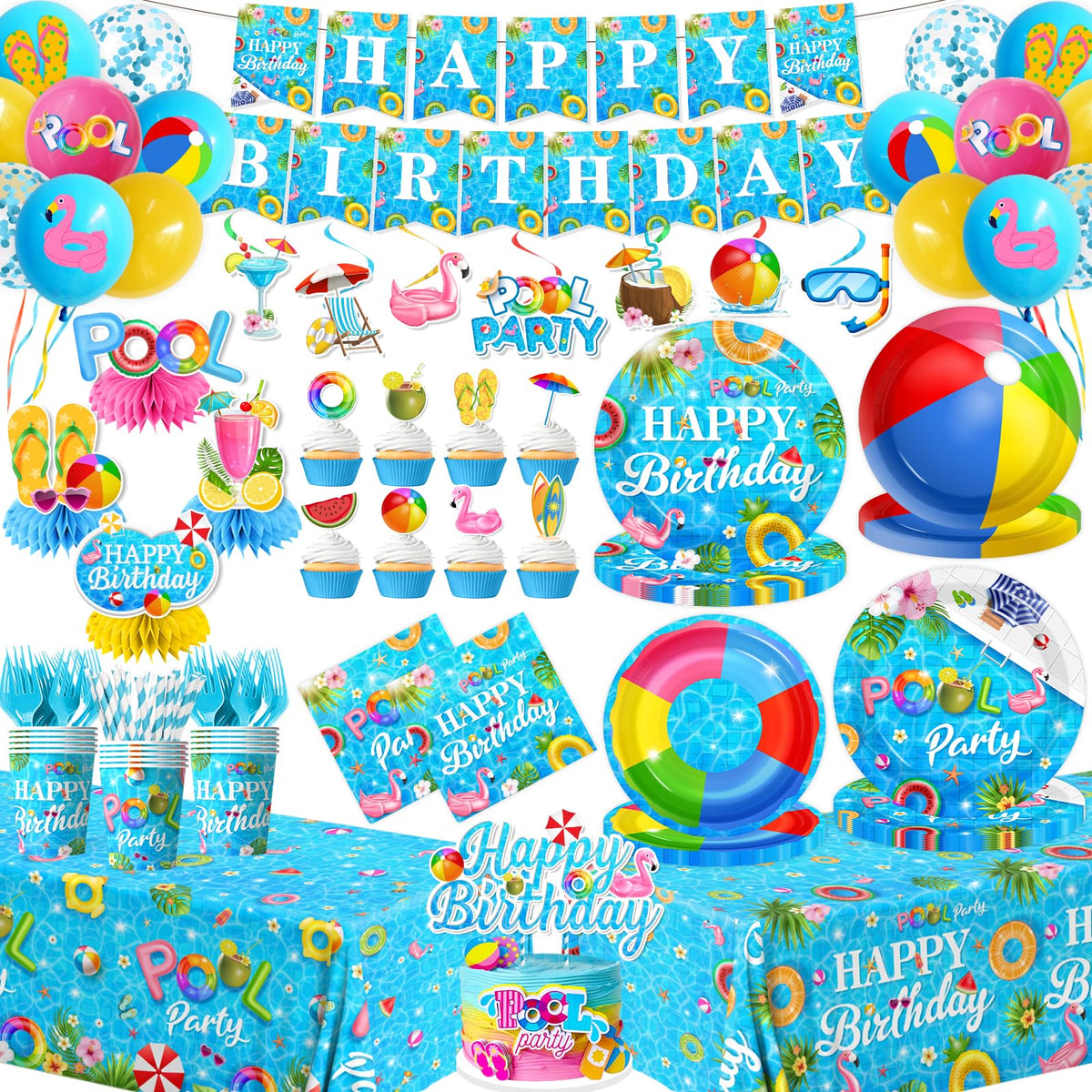 HAKOTI pool plates nine-inch for vibrant outdoor birthday table decor