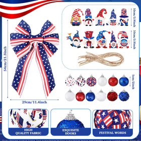 Halfchet independence day balls brighten trees with vibrant red white and blue hues.