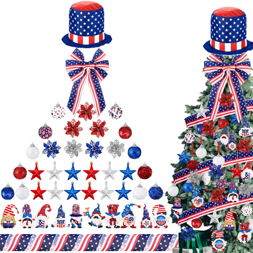 Halfchet patriotic hat decor adds a playful top accent for festive trees.