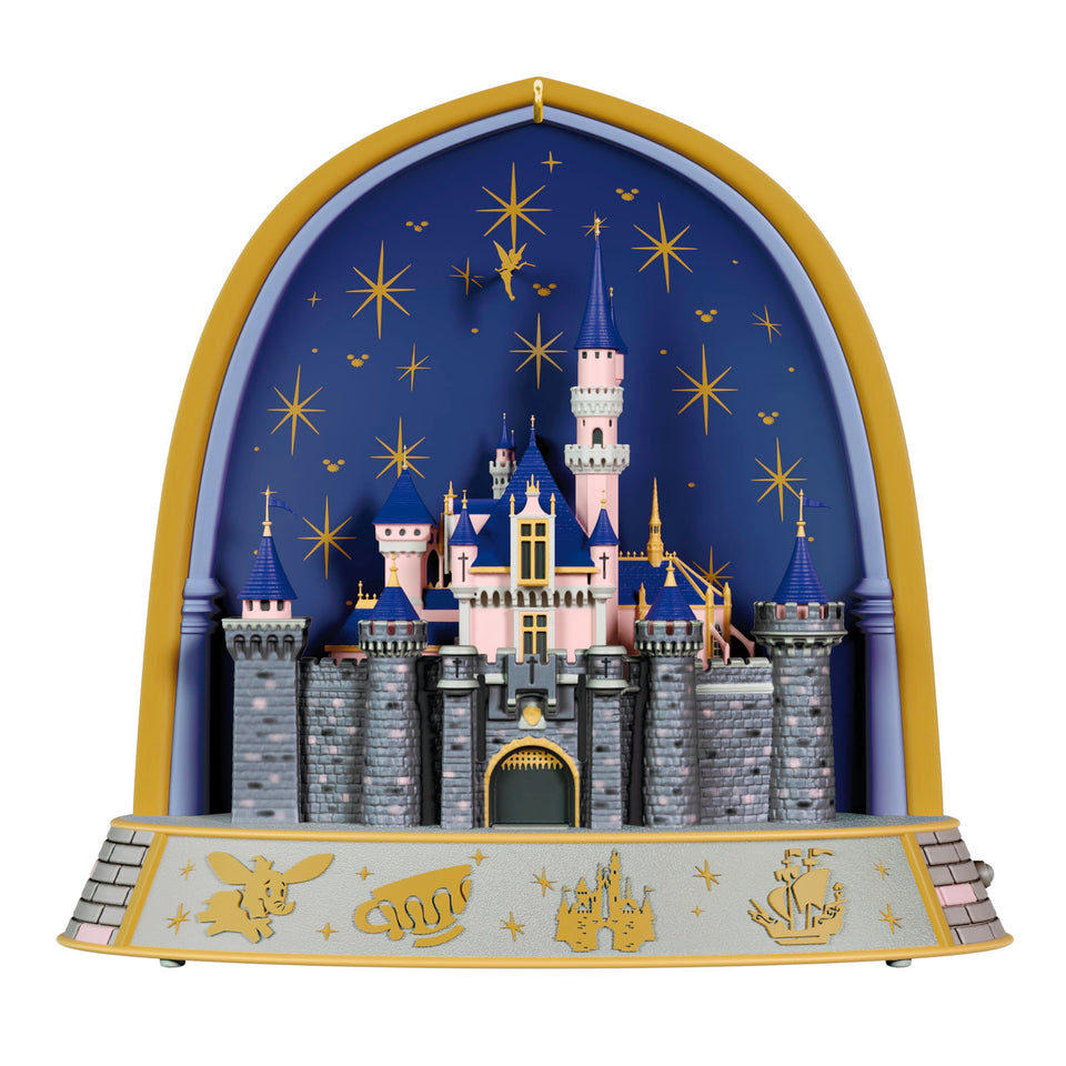 Hallmark Keepsake Disney 70th anniversary ornament with castle design for festive decorating.