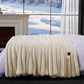 HaloRest size 50x60 cream demonstrates perfect fit for a cozy bed or couch.