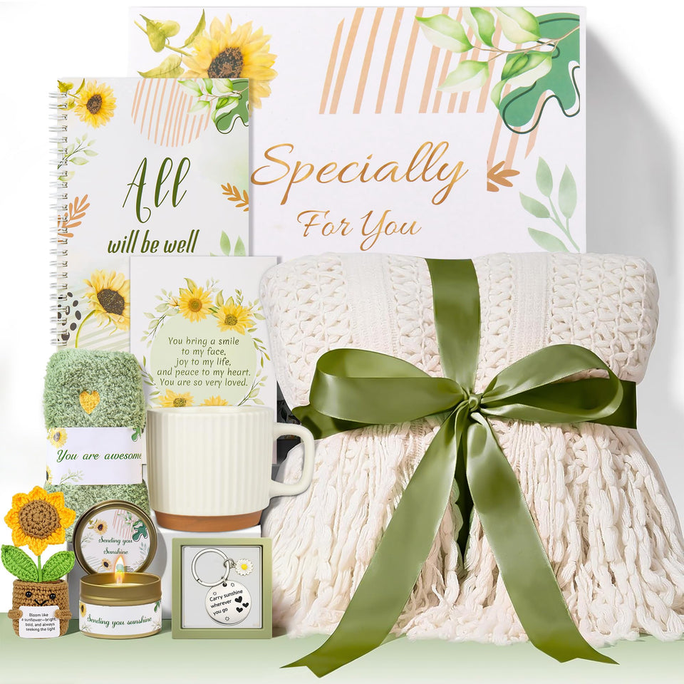 HAMCSTNF sunflower gift set blanket close-up for cozy evenings