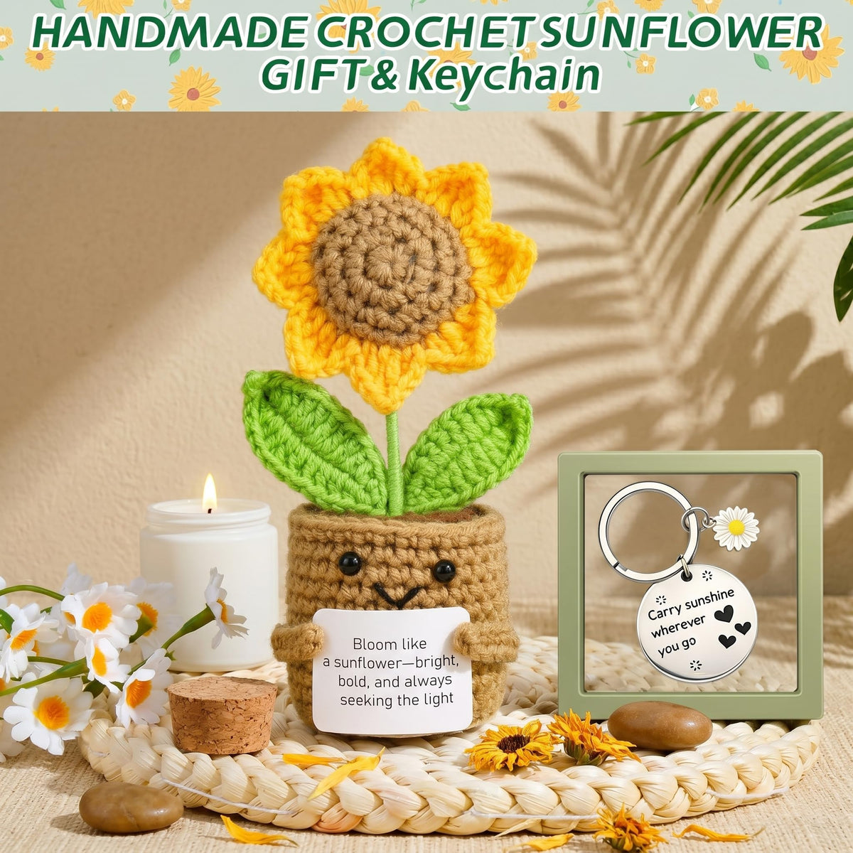 HAMCSTNF handmade crochet sunflower keepsake bright reminder