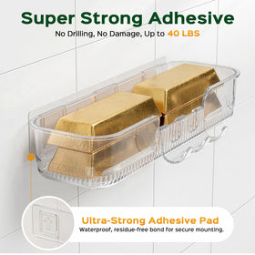 HAMITOR adhesive shower caddy eco-friendly, damage-free removal with no drilling.