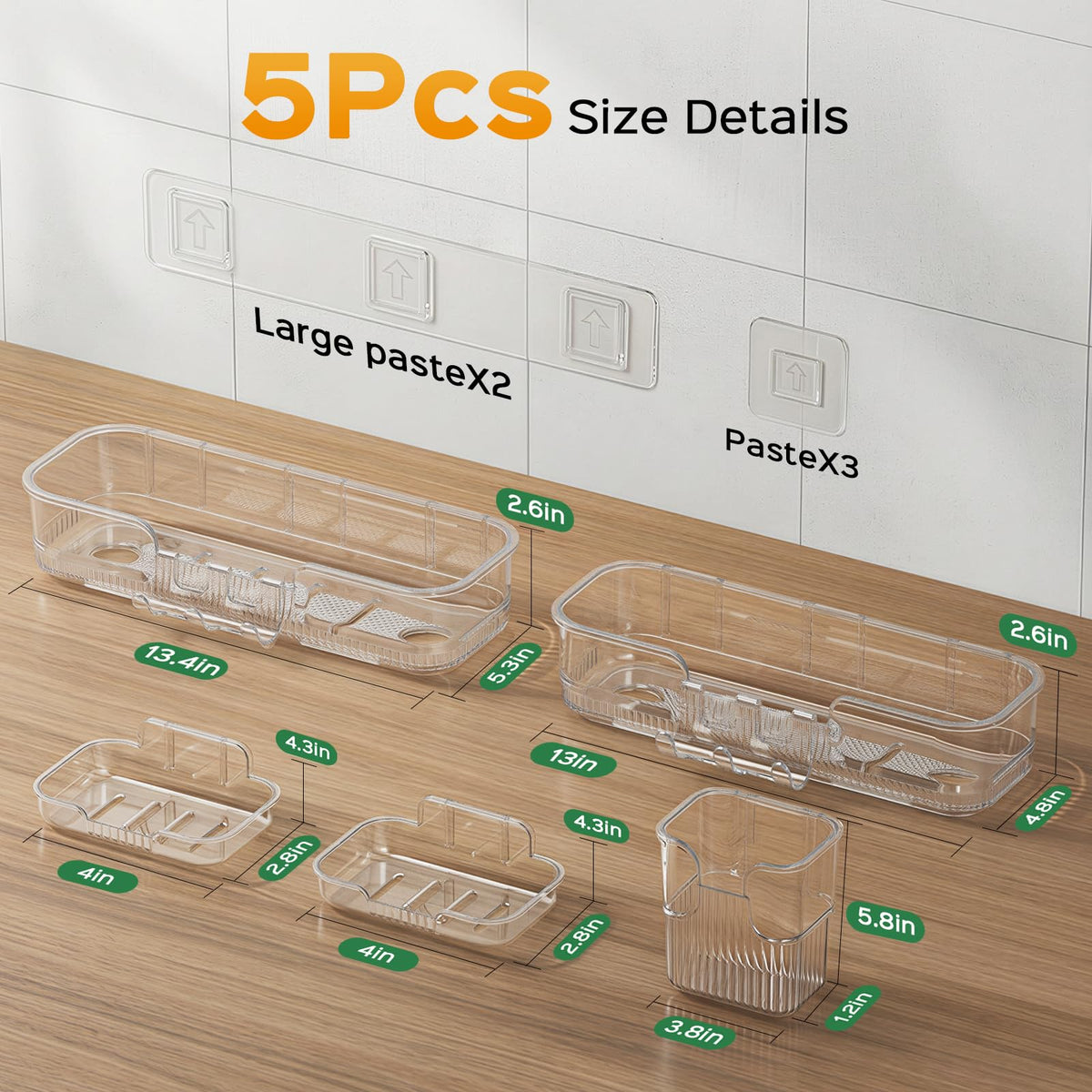 HAMITOR adhesive shower caddy no-drill installation on tile or glass surfaces.