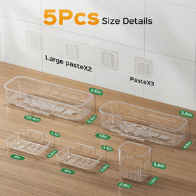 HAMITOR adhesive shower caddy no-drill installation on tile or glass surfaces.