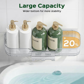 HAMITOR adhesive shower caddy waterproof PET material withstands humid bathrooms.
