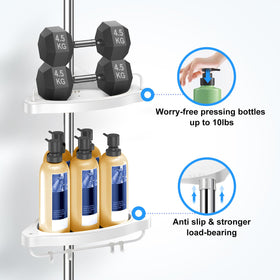 HAMITOR adjustable-height pole fits 38 to 118 inches for versatile bathroom placement.