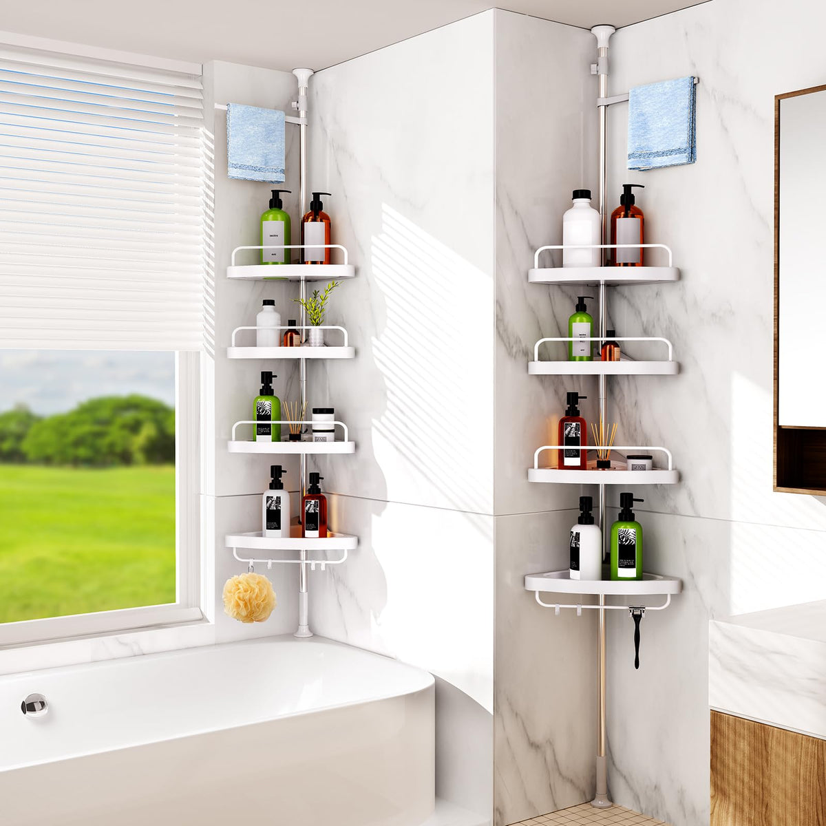 HAMITOR bathroom organization solution for showers, baths, and tubs.