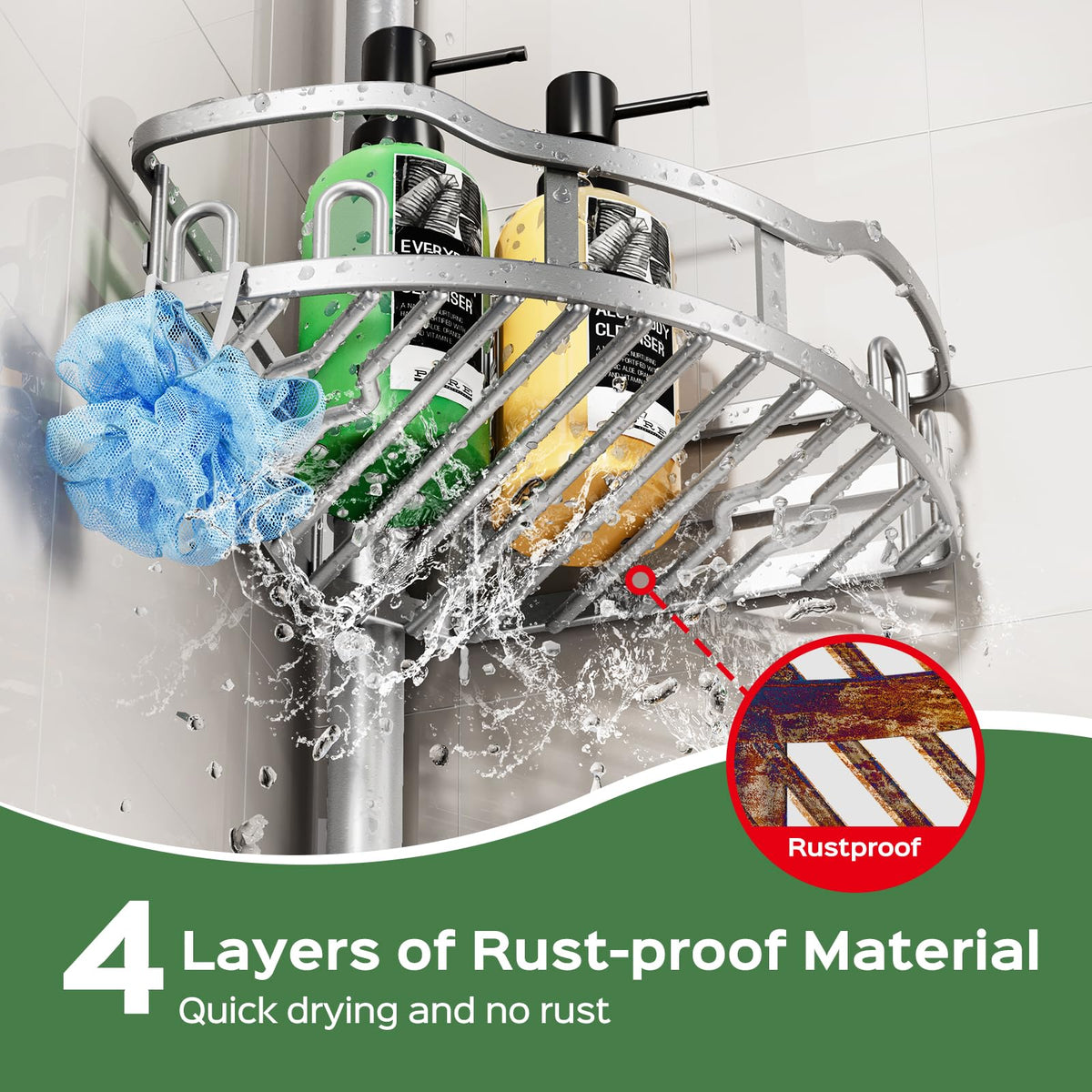 HAMITOR corner 4-tier storage baskets maximize bathroom organization in small spaces.