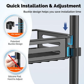 HAMITOR corner shower caddy features adjustable height for flexible installation.