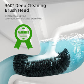 HAMITOR curved brush head reaches under rims for deep cleaning