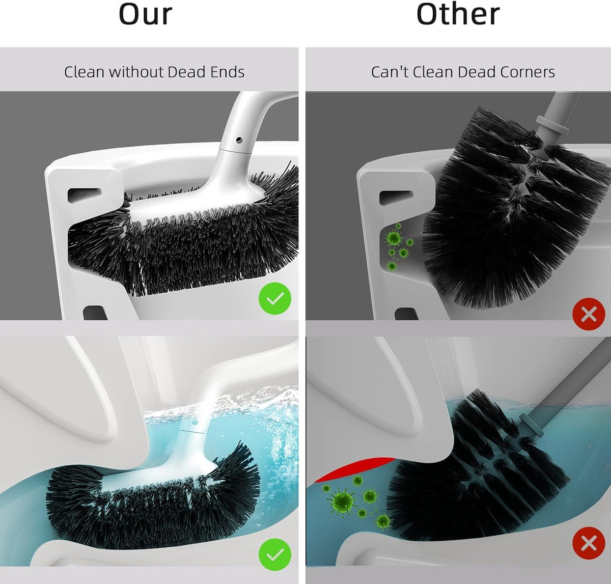 HAMITOR dense bristles target dead corners for thorough cleaning
