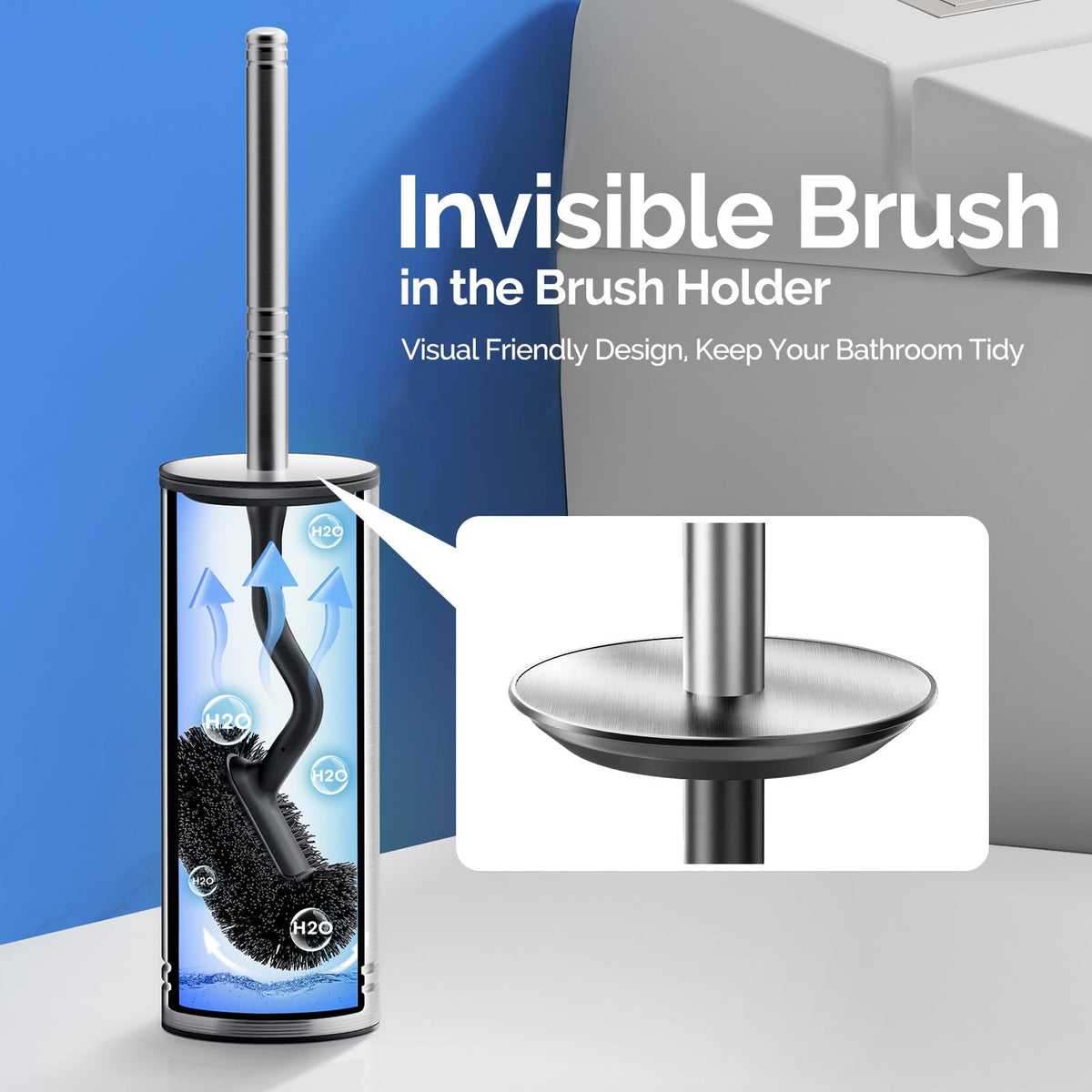 HAMITOR fully enclosed holder conceals brush and prevents leaks.