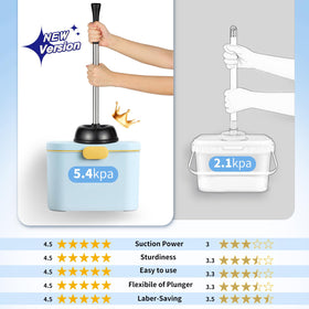 HAMITOR hideaway holder keeps plunger and brush neatly stored and drip-free.