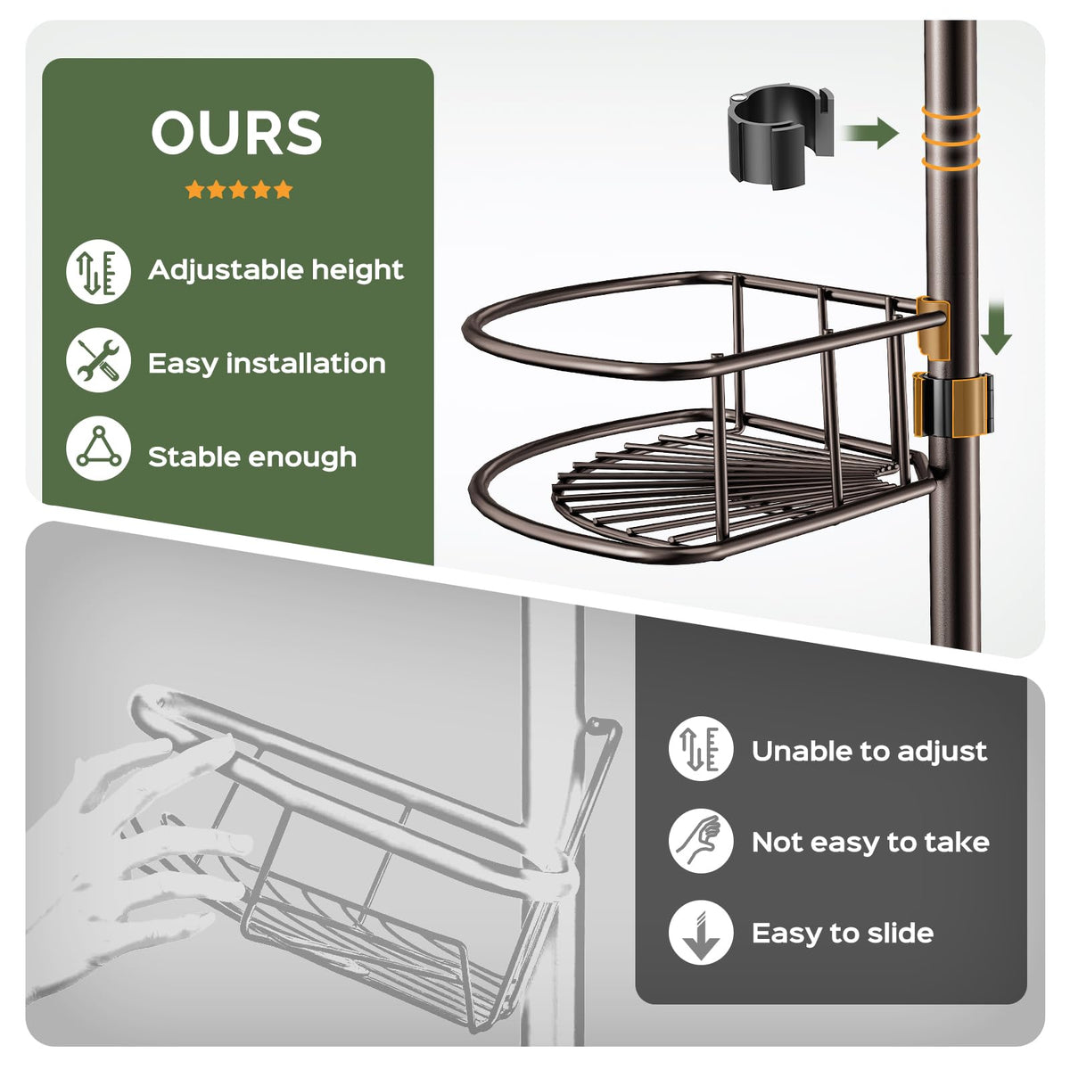 HAMITOR rust-resistant stainless steel construction endures humidity and daily use.