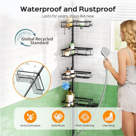 HAMITOR extension hooks keep loofahs and razors within easy reach