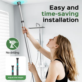 HAMITOR space-saving corner design keeps bathroom clutter under control.