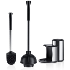 HAMITOR 2-in-1 plunger and brush assembly for a compact, tidy bathroom.
