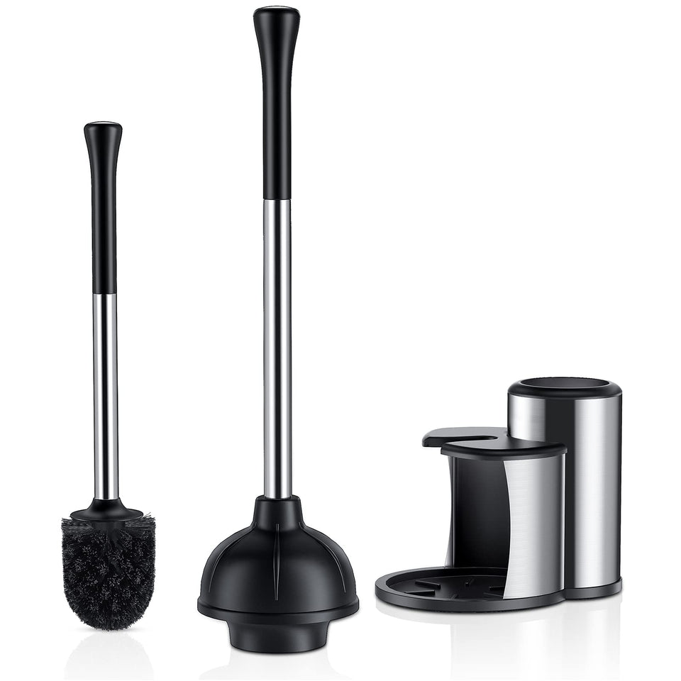 HAMITOR 2-in-1 plunger and brush assembly for a compact, tidy bathroom.