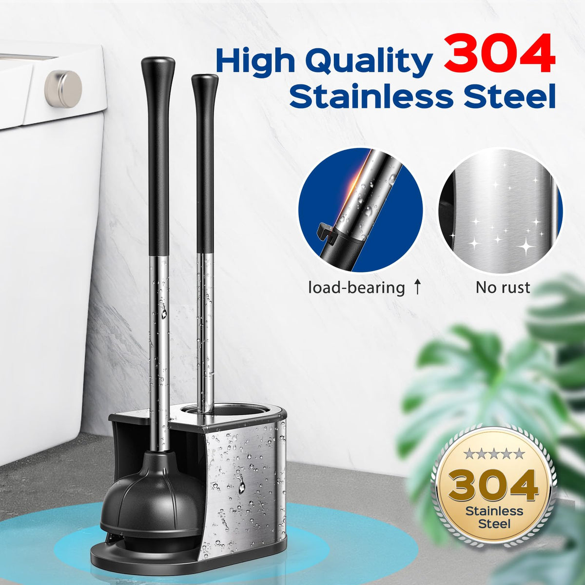HAMITOR stainless steel bowl brush holder resists rust and stores tools neatly.