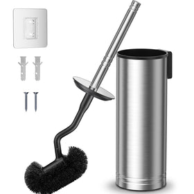 HAMITOR toilet brush with stainless steel holder maintains a tidy, corrosion-free bathroom.