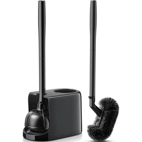 HAMITOR toilet plunger bowl brush combo for all-in-one cleaning solution in busy bathrooms.