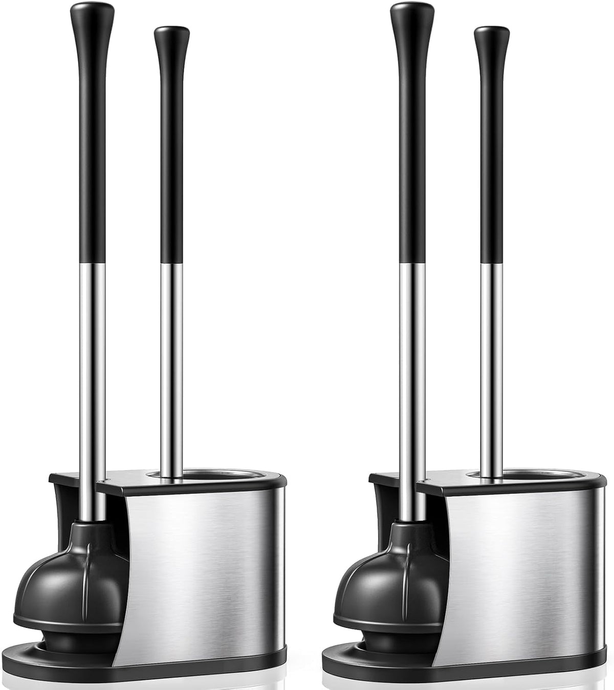 HAMITOR toilet plunger and brush combo base design for upright bathroom storage