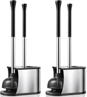 HAMITOR toilet plunger and brush combo base design for upright bathroom storage